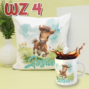 Набор подушка чашка лошади лошади цветочное венок венок цветочный название подарок