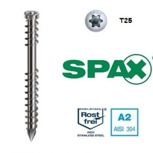 SPAX WKRĘTY 5X60 TARASOWE SREBRNE STAL NIERDZEWNA A2 - ZESTAW 200 SZT + BIT