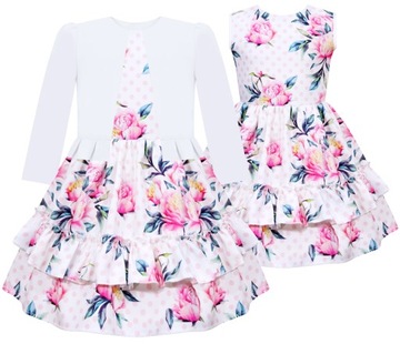 Elegancka wizytowa SUKIENKA z bolerkiem KOMUNIA DRUHNA ŚLUB r 128 1038