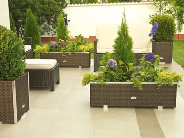 Ротанговые садовые горшки 98x25x34 Светло-серые