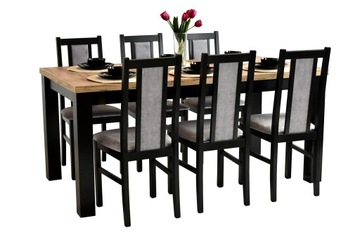 stół 90x160x200 prostokątny + 6 klasycznych krzeseł