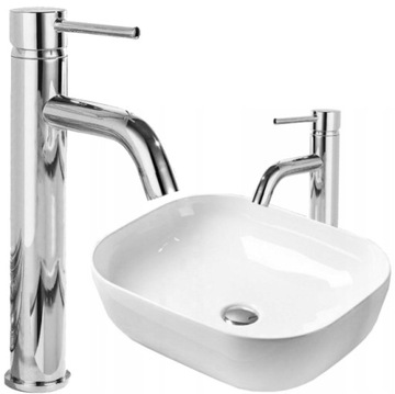 Umywalka Rea Nablatowa Mona 40x50 + Bateria Lungo