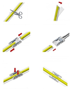 ZŁĄCZKA DO TAŚM LED COB MONO 8mm ZATRZASKOWA Do łączenia Taśm