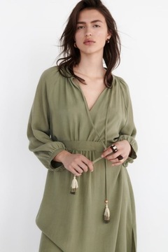 ZARA SUKIENKA KHAKI LYOCELL PASEK 36/S NOWA!