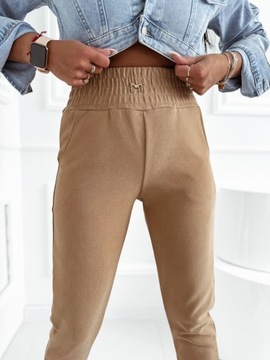 Спортивные брюки ХЛОПОК, HIGH WAIST, модный дизайн, 10653, светло-розовый, S/M