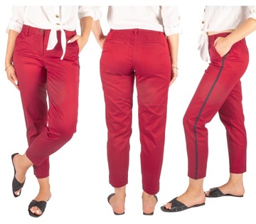 spodnie DAMSKIE CHINOSY bawełniane bordowe XL 44
