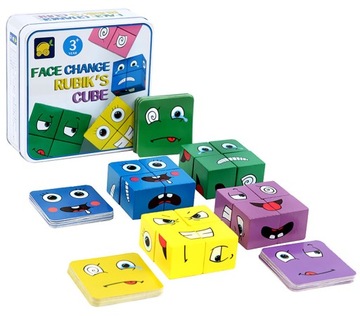 DREWNIANA GRA EDUKACYJNA EMOJI EMOCJE MONTESSORI