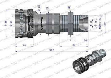 Szybkozłącze hydr gniazdo z elim ciś long M22x1.5