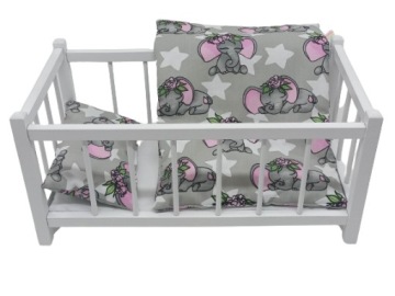 ŁÓŻECZKO DLA LALKI LALEK DREWNIANE BIAŁE POŚCIEL