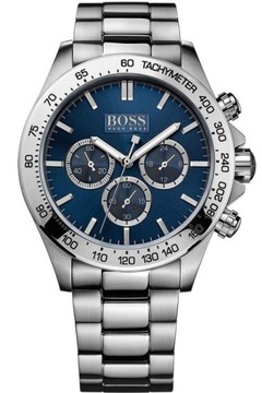 Zegarek Męski Hugo Boss Ikon 1512963 Srebrna bransoleta Niebieska tarcza