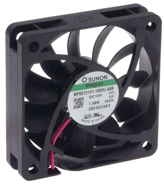 Wentylator 60x60x15 45m³/h 34dBA 12VDC, Sunon, WENT-06015V12W2V