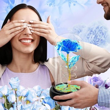 ВЕЧНАЯ РОЗА В СТЕКЛЕ, СВЕТЯЩИЙСЯ СВЕТОДИОД, ЧЕРНАЯ КОРОБКА, ИДЕЯ ПОДАРКА НА ИМЕНИНЫ