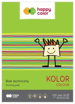 BLOK TECHNICZNY 10 KOLORÓW 170G/M2 A4 HAPPY COLOR