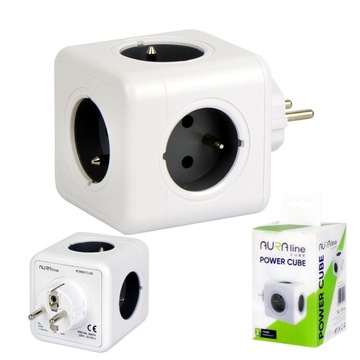 Rozgałęźnik do gniazdka 5 gniazd AURA line CUBE 16A 230V Złodziejka Kostka