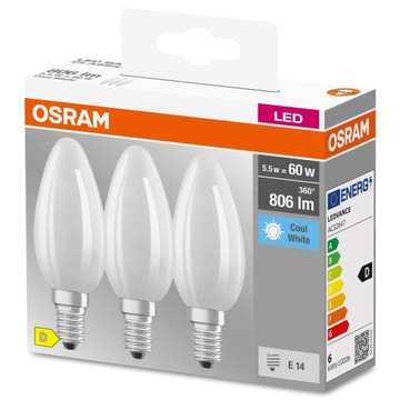 6 светодиодных ламп E14 5,5 Вт, 60 Вт, СВЕЧА НА НИТИ OSRAM