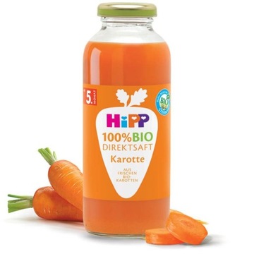 HIPP BIO SOK Z MARCHEWKI Z WITAMINĄ C 330ml 5m 100%