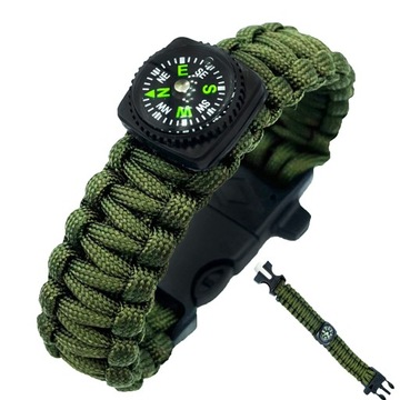 Bransoletka PARACORD survival 5w1 linka nóż kompas