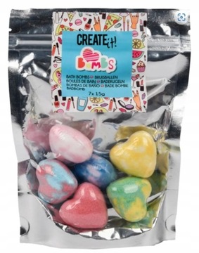 Create it! Mini Kule Bomby Serca Kąpielowe Musujące Zestaw 7 Sztuk