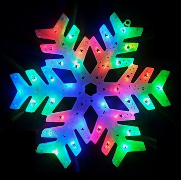 OZDOBA ŚWIĄTECZNA W OKNO ŚNIEŻYNKA MULTIKOLOR LED