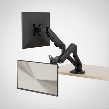 BOSTE SOLIDNY OBROTOWY GAZOWY UCHWYT BIURKOWY NA DWA MONITORY VESA 17-35''