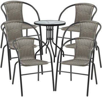 6+1 Zestaw Mebli Bistro Barowy Ogrodowy Balkonowy