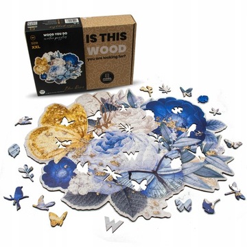 Puzzle drewniane WOOD YOU DO | Blue Roses | 370 elementów | XXL