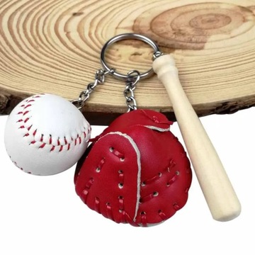 Mini Three-piece Baseball Glove Wooden Bat Keychain Sports Car Key Chain Ke