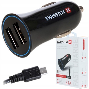 SWISSTEN ŁADOWARKA SAMOCHODOWA 2,4A 2x USB+ mikro