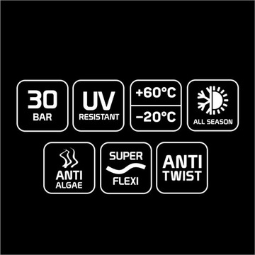 ШЛАНГ CELLFAST 6-СЛОЙНЫЙ САДОВЫЙ ШЛАНГ 30 БАР 1/2 ДЮЙМА, 20 М НЕСКРУЧИВАЕМЫЙ, ПОЛИРОВКА