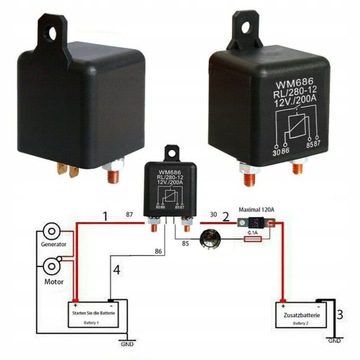 4Pin ponad 200A 12V podwójna bateria izolator prze
