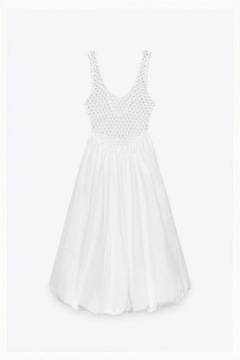 ZARA - белая игрушка, связанная крючком ПЛАТЬЕ - S