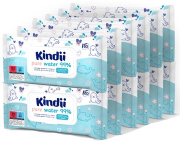 Kindii chusteczki dla niemowląt nawilżane wodą 12
