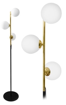 LAMPA PODŁOGOWA NOWOCZESNA SZKLANA KULA ZŁOTA LOFT 165 CM LED