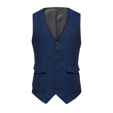 Men'S Casual Classic Suit Vest Retro Herringbone L