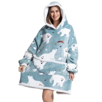 CIEPŁA BLUZA KOC OVERSIZE FUTRZAK 2W1 GRUBA alpa