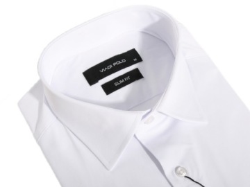 Белая мужская рубашка VIADI POLO хлопок эластан SLIM FIT - M 39/40