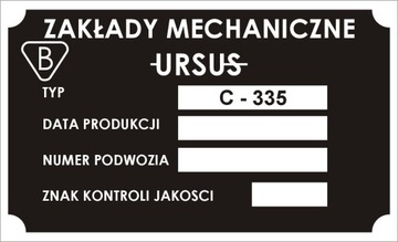Tabliczka znamionowa ciągnik URSUS C335 wzór 2