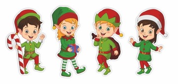 ЗИМНИЕ РОЖДЕСТВЕНСКИЕ УКРАШЕНИЯ ЭЛЬФЫ (~А4, двусторонние)