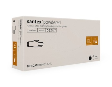 Rękawice lateksowe santex powdered XL 100 szt., rękawiczki jednorazowe