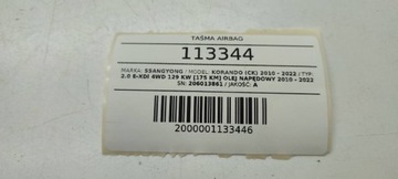 PÁSEK AIRBAG KROUŽEK POD VOLANT ŘÍDÍCÍ ULOŽENÍ SSANGYONG KORANDO III 3 EVROPA