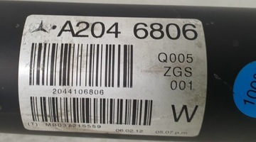 HŘÍDEL HNACÍ 4MATIC MERCEDES GLK X204 2044106806