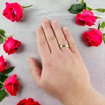 ЗОЛОТО-СЕРЕБРЯНЫЕ ОБРУЧАЛЬНЫЕ КОЛЬЦА С ЦИРКОНИЯМИ - НАБОР ДЛЯ ПАРЫ СТАЛЬНАЯ ПАРА КО8