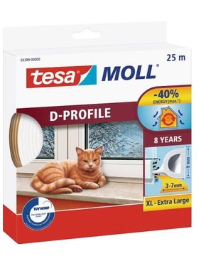 Uszczelka gumowa Tesa PROFIL D 9mm x 25m biała