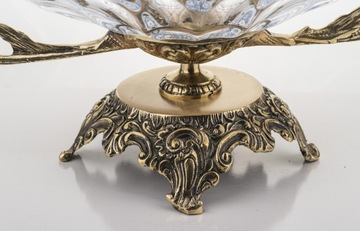 Декорированная тарелка на ножке, богемское стекло, старое золото.