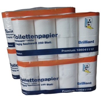 PAPIER TOALETOWY BRILLIANT ,SUPER WYDAJNY 250 LISTKÓW,ZESTAW 4 OPAKOWANIA