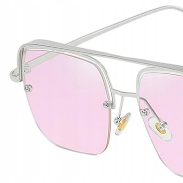 Okulary przeciwsłoneczne w stylu retro Vintage, damskie, męskie, modne na zewnątrz, srebrne różowe