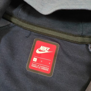 NIKE Tech Fleece Bluza Granatowa Męska Logowana r. L