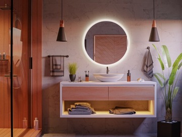 КРУГЛОЕ ЗЕРКАЛО ДЛЯ ВАННОЙ FI 80см, С ПОДСВЕТКОЙ