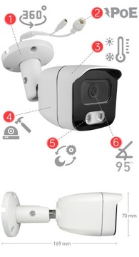 IP-камера 8MP 4K PROTEC TUBE IP66 НАРУЖНАЯ