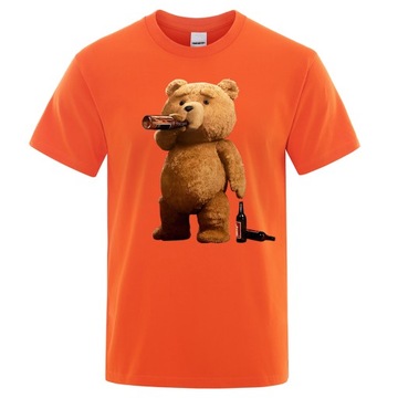 Męski t-shirt bawełna sportowa Piękny miś Ted pić